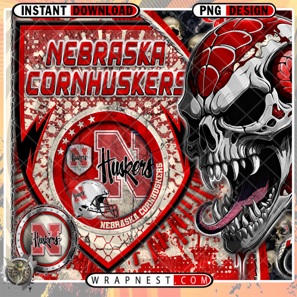 CORNHUSKERS SKULL SHIELD WRAP