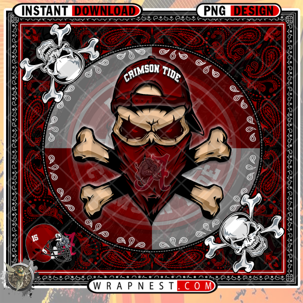 CRIMSON TIDE SKULL BANDANA