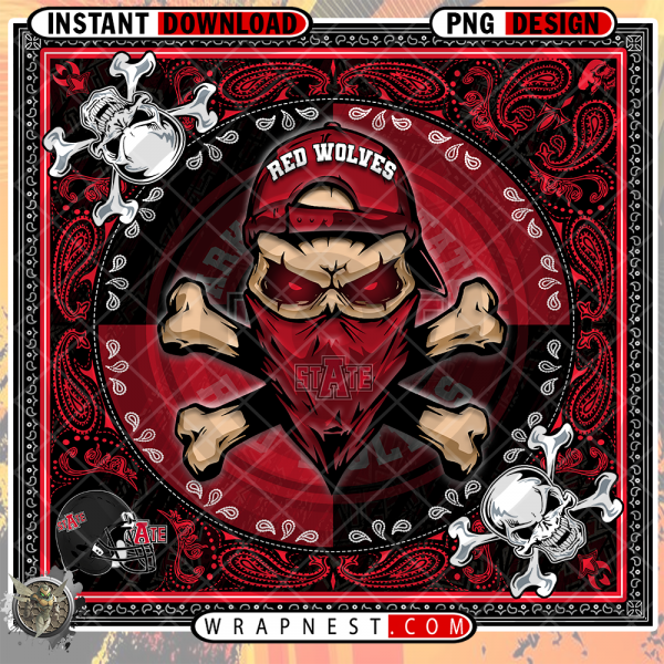 RED WOLVES SKULL BANDANA