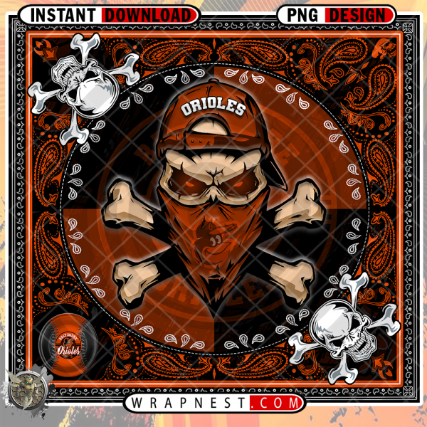 ORIOLES SKULL BANDANA
