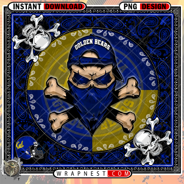 GOLDEN BEARS SKULL BANDANA