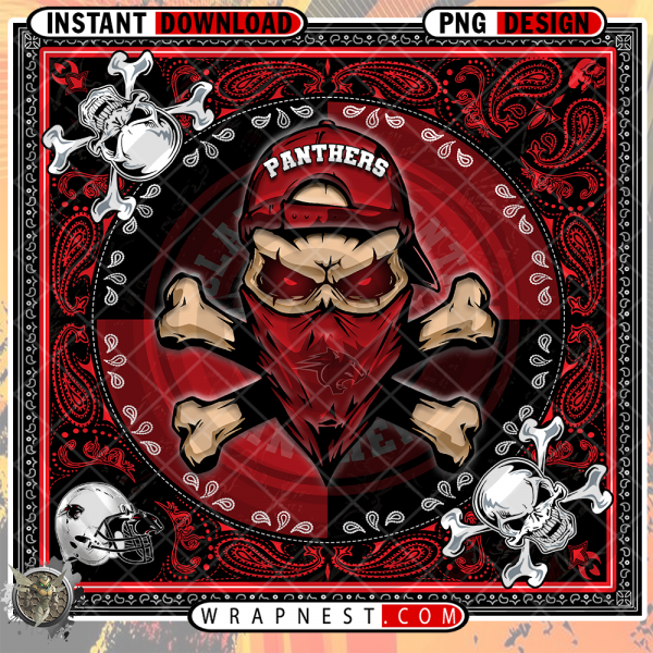 PANTHERS SKULL BANDANA