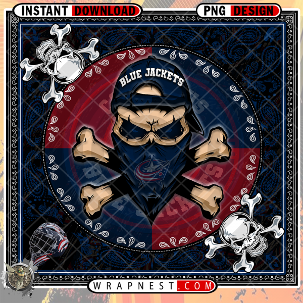 BLUE JACKETS SKULL BANDANA
