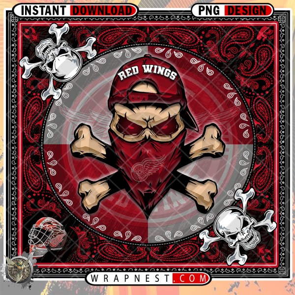 RED WINGS SKULL BANDANA
