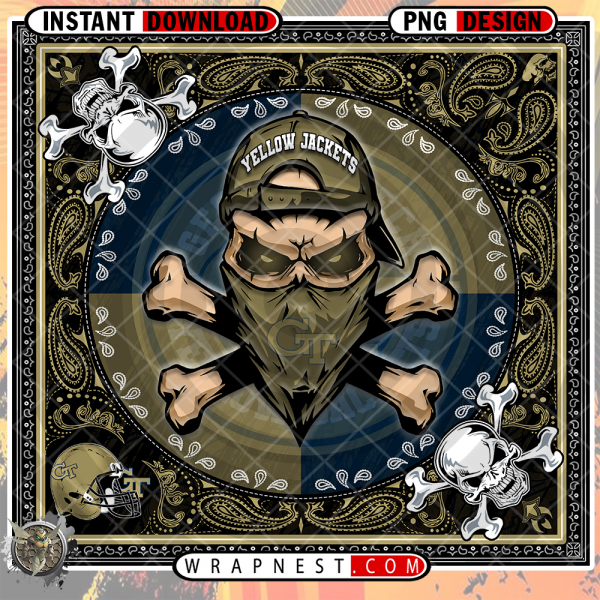 YELLOW JACKETS SKULL BANDANA