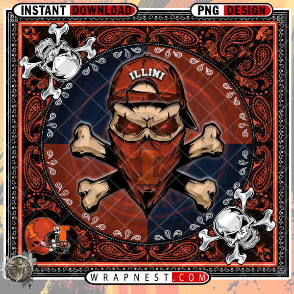 ILLINI SKULL BANDANA