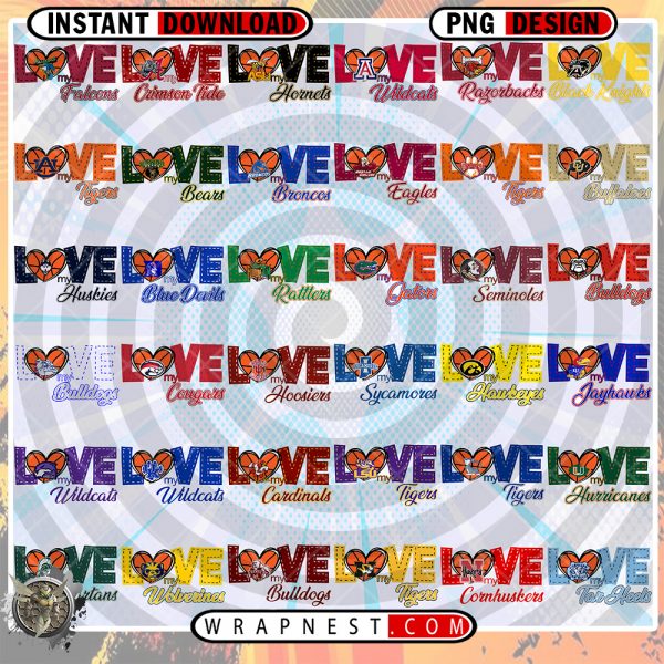 LOVE MY TEAM PNG BUNDLE NCAA