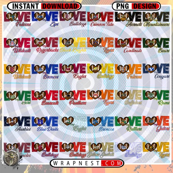 LOVE MY TEAM PNG BUNDLE NCAA