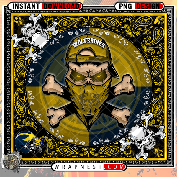 WOLVERINES SKULL BANDANA
