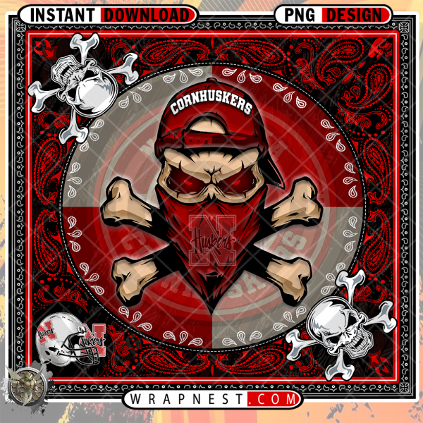 CORNHUSKERS
  SKULL BANDANA