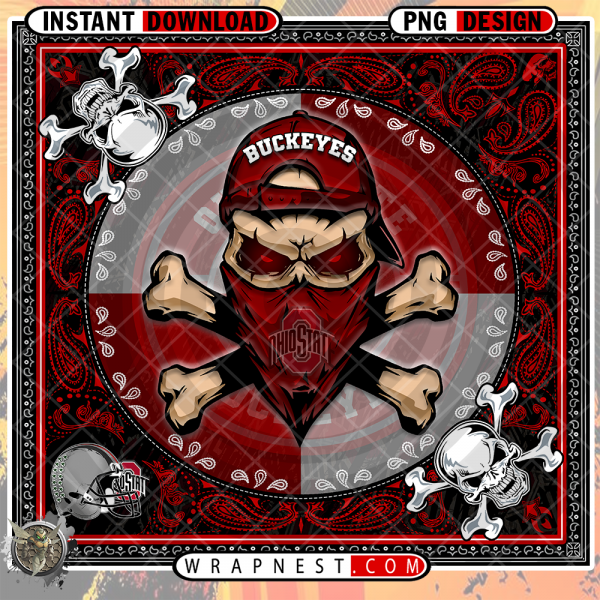 BUCKEYES SKULL BANDANA