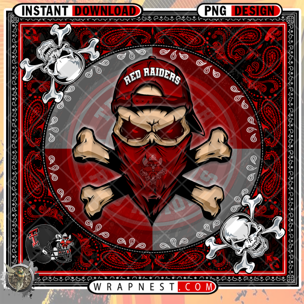 RED
  RAIDERS SKULL BANDANA