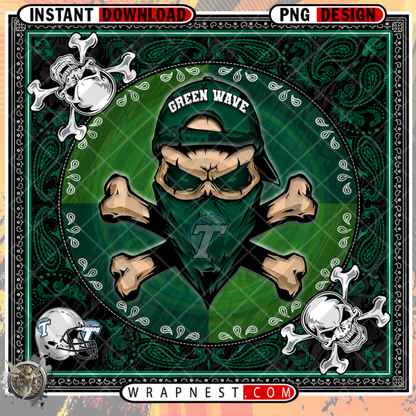GREEN
  WAVE SKULL BANDANA
